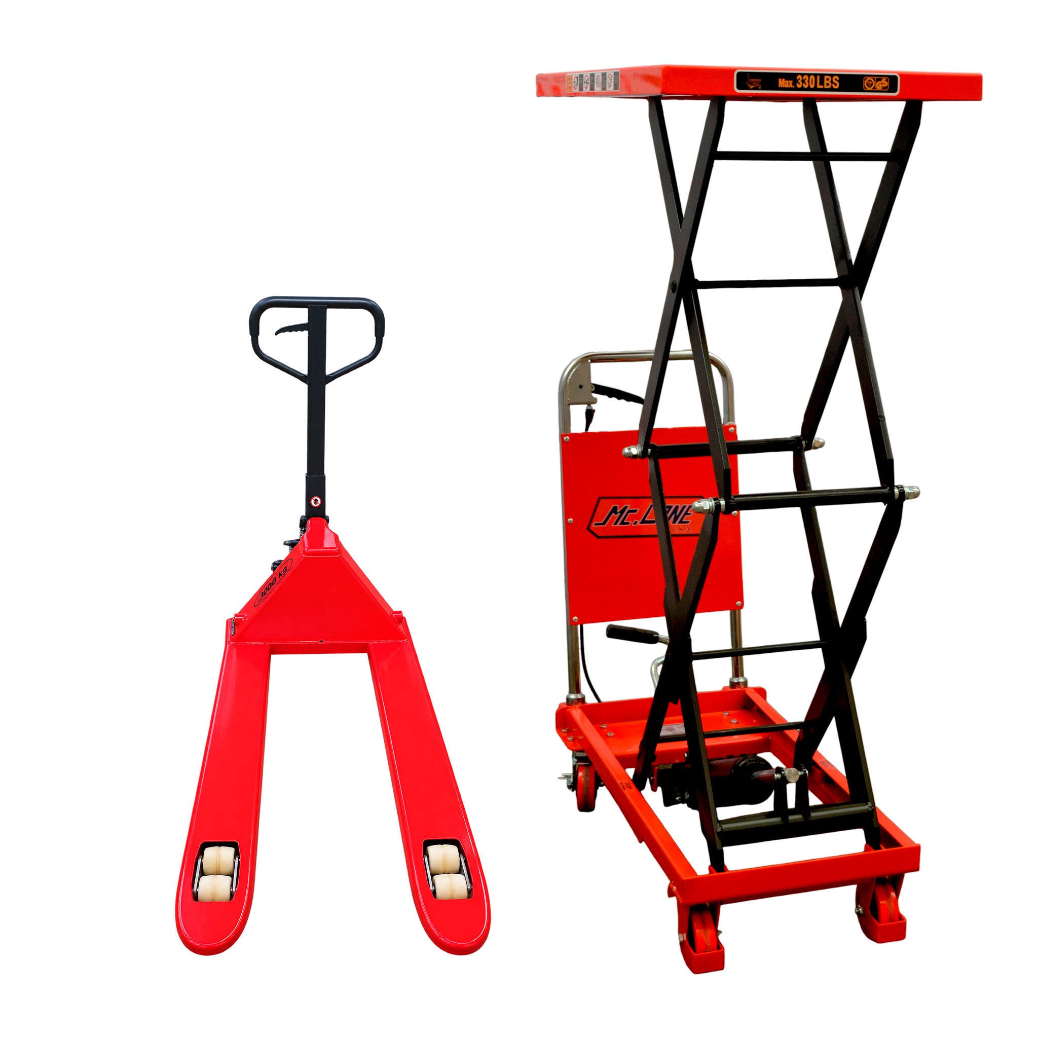Set logístico de 2 pzas KT-BF30/75.27X48-MESAPTS150 | Patín hidráulico 3 ton y Mesa elevadora 150 kg | CARGA MC LANE