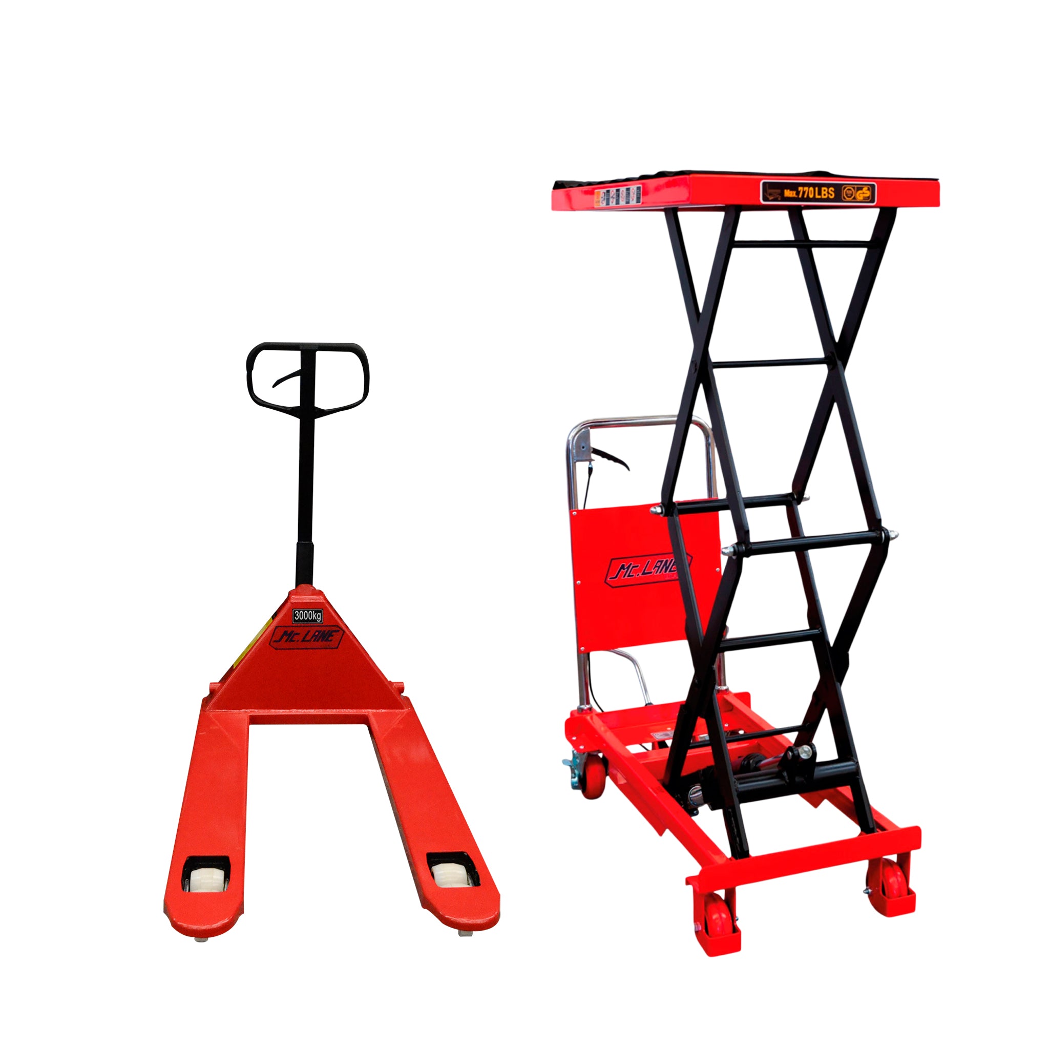 Set logístico de 2 pzas KT-CBYBF327X48-MESAPTS350 | Patín hidráulico 3 ton y Mesa elevadora 350 kg | CARGA MC LANE