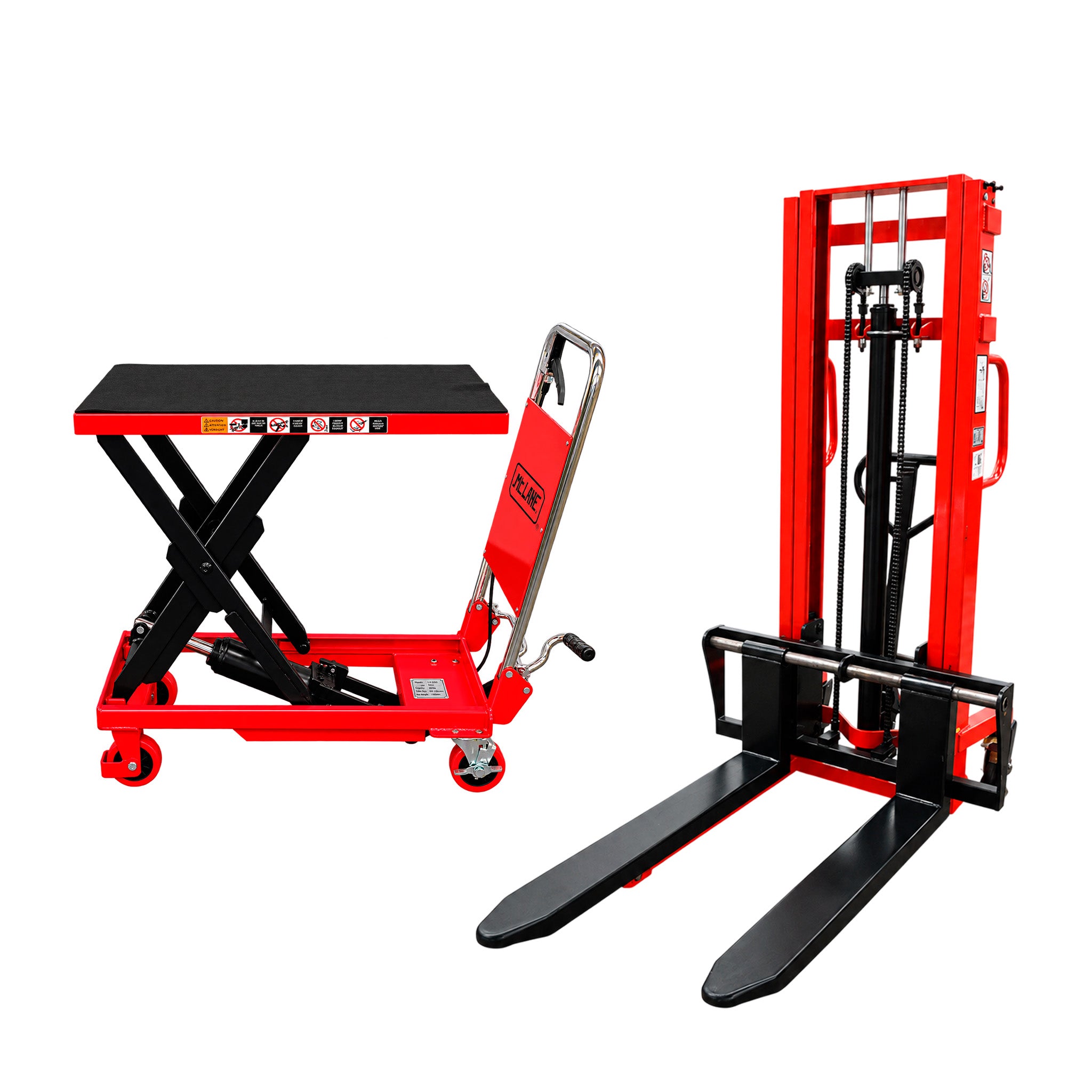 Set logístico de apilador manual y mesa elevadora | Carga de 1 tonelada y 227 kg | CARGA MC LANE