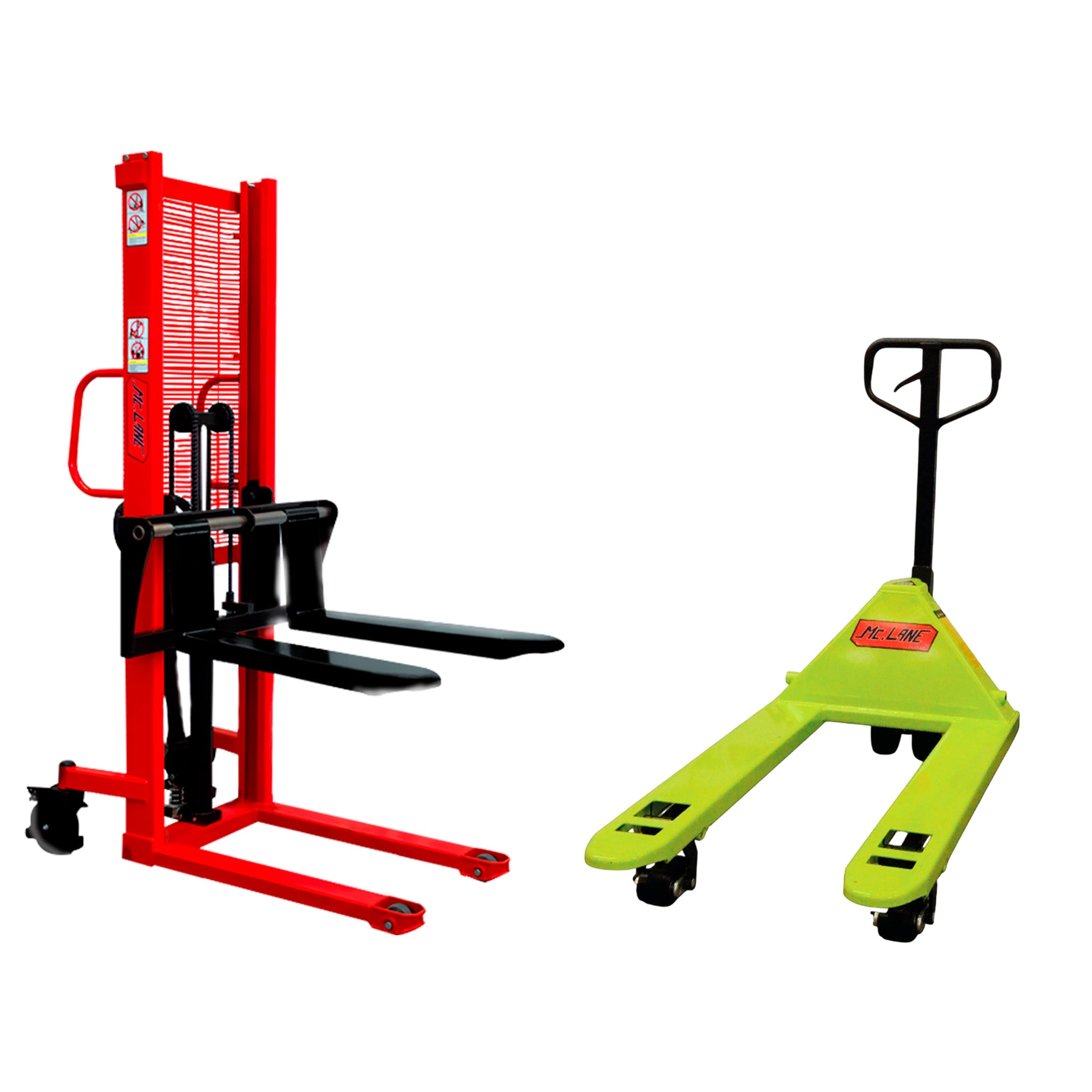 Set logístico de 2 pzas KT-SDJ1516-BF3027X48V | Apilador manual 1.5 toneladas y Patín hidráulico 3 toneladas | CARGA MC LANE