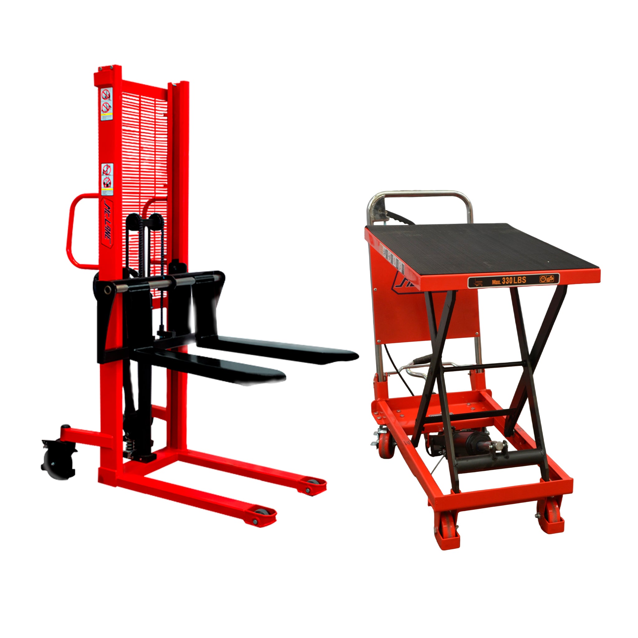 Set logístico de apilador manual y mesa elevadora | Carga de 1.5 toneladas y 150 kg | CARGA MC LANE