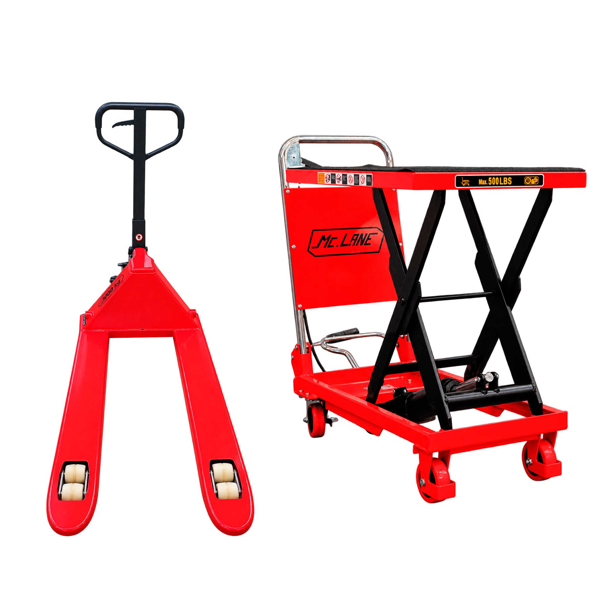 Set logístico de 2 pzas KT-BF30/75.27X48-MESAPTS150 | Patín hidráulico 3 ton y Mesa elevadora 150 kg | CARGA MC LANE