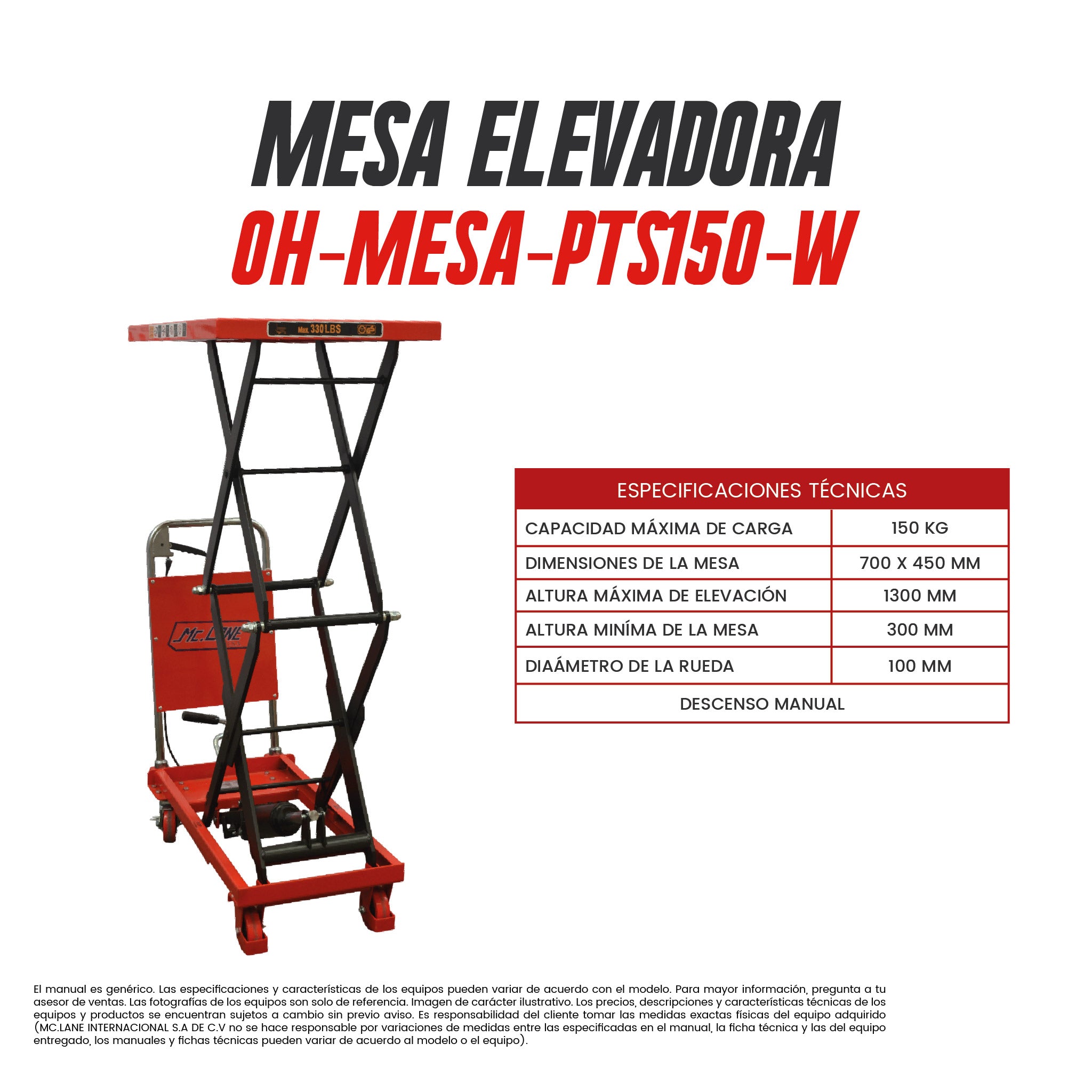 Set logístico de 2 pzas KT-SDJ1516-MESAPTS150 | Apilador manual 1.5 ton y Mesa elevadora 150 kg | CARGA MC LANE